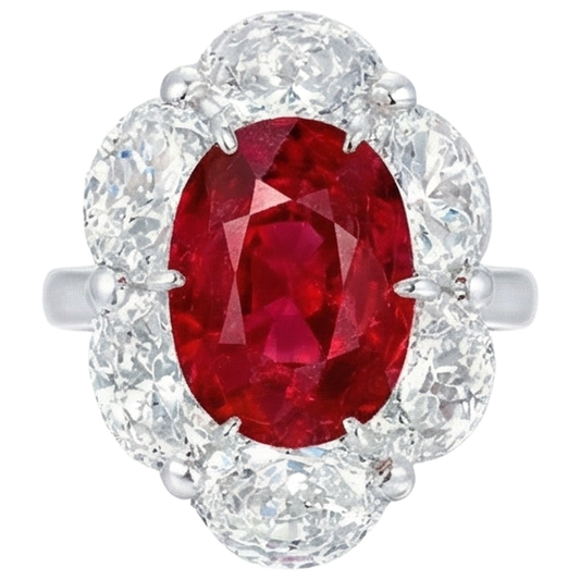 echter oval rubin 3.60Karat ring Vorderansicht