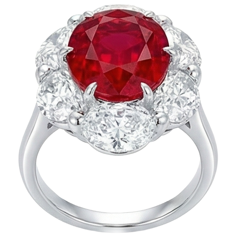 echter oval rubin 3.60Karat ring Seitenansicht