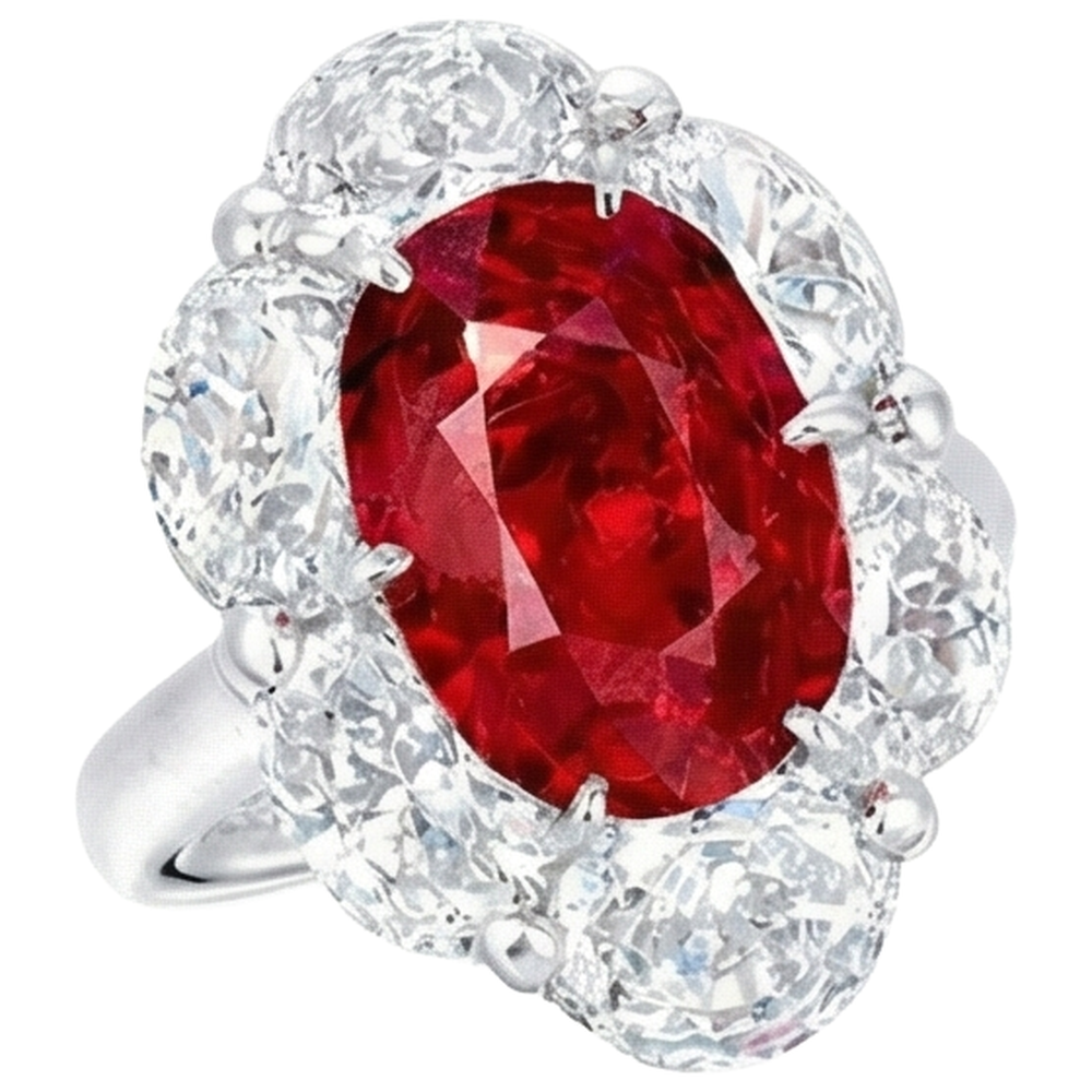 echter oval rubin 3.60Karat ring Detailansicht