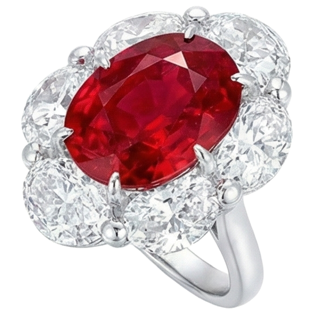 echter oval rubin 3.60Karat ring Draufsicht