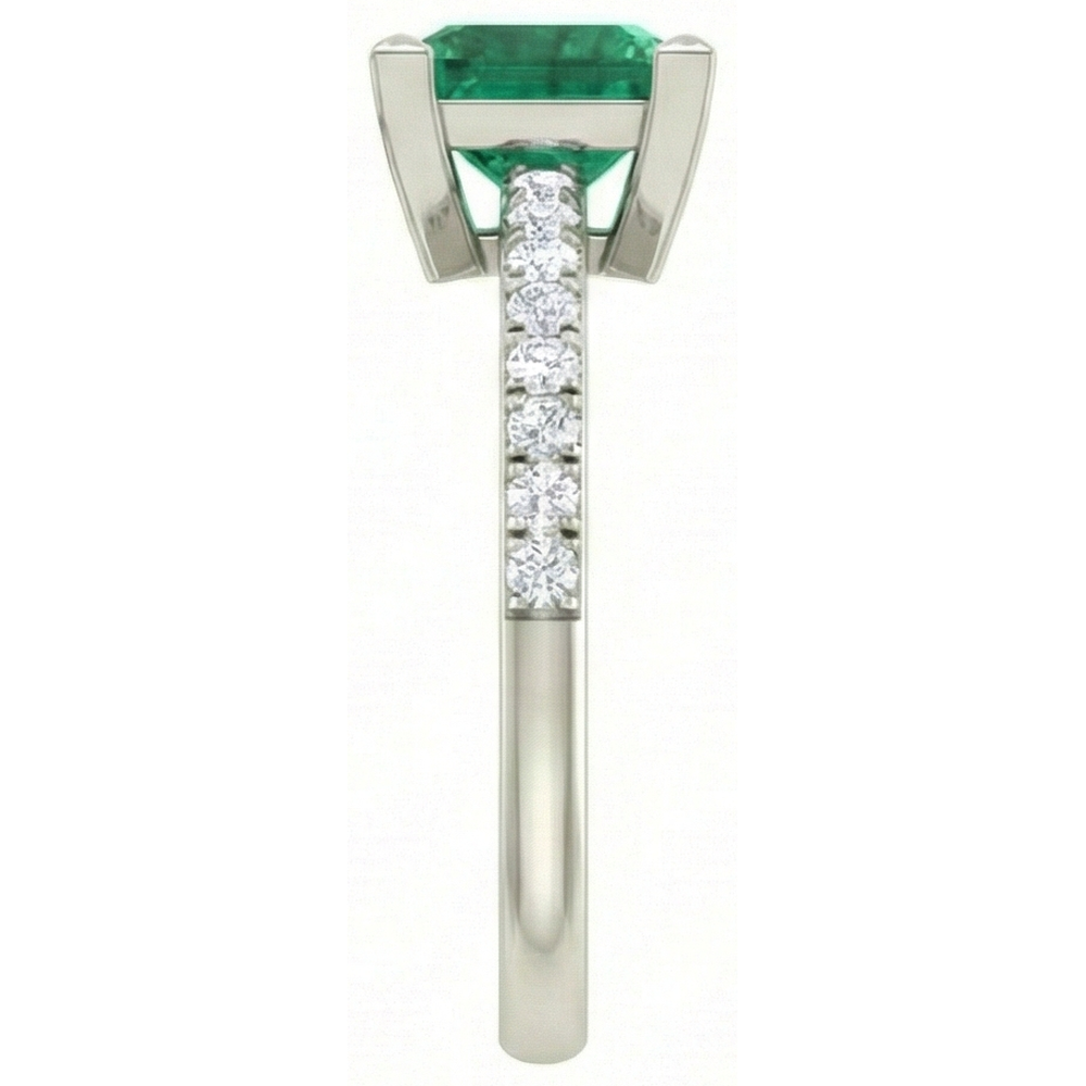 3.65 ct grüner Smaragd mit Diamantring Weißgold 14K