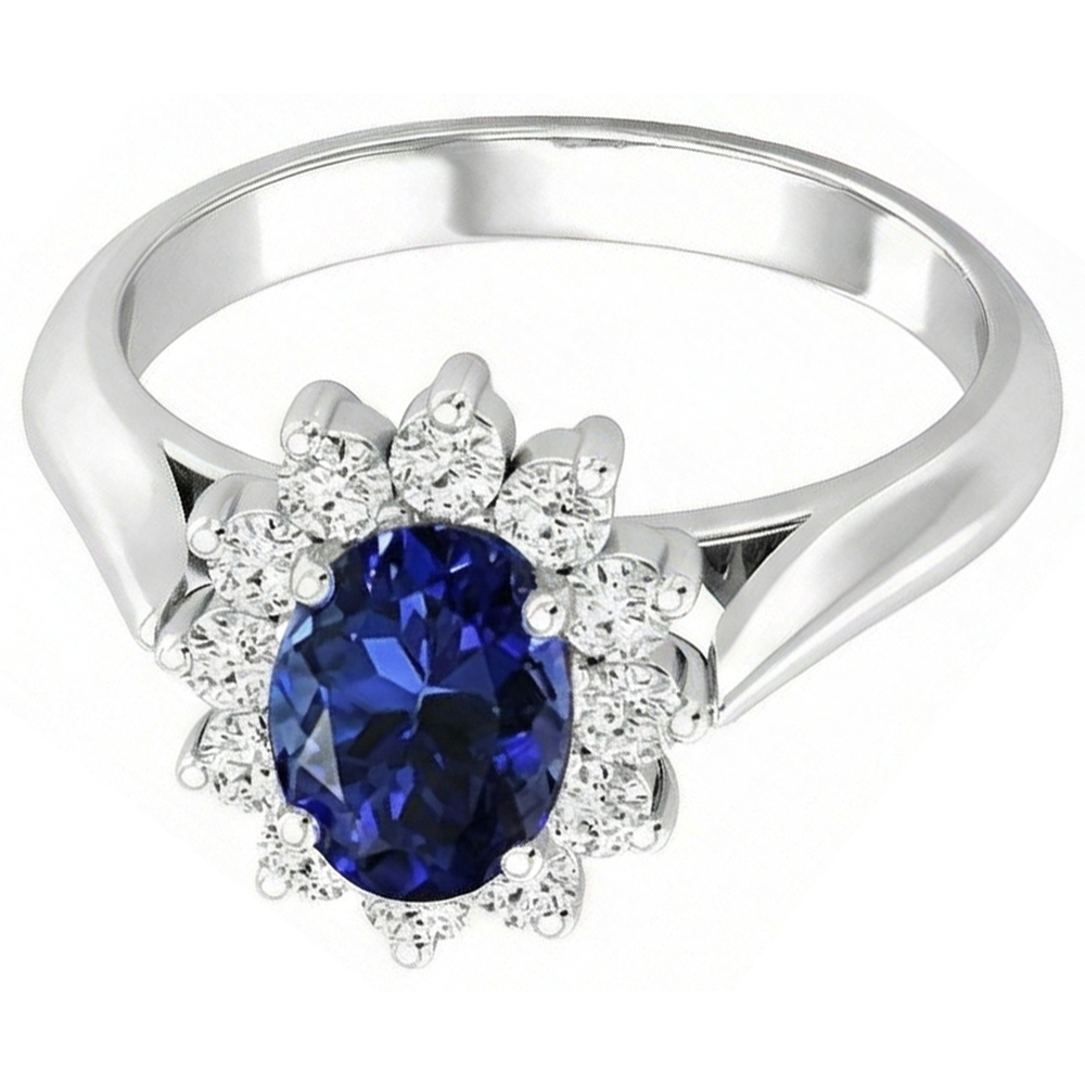 echter oval tansanit 3.75Karat ring Seitenansicht