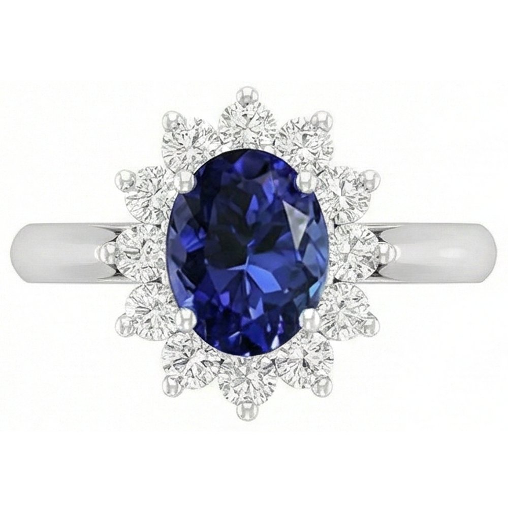 echter oval tansanit 3.75Karat ring Draufsicht