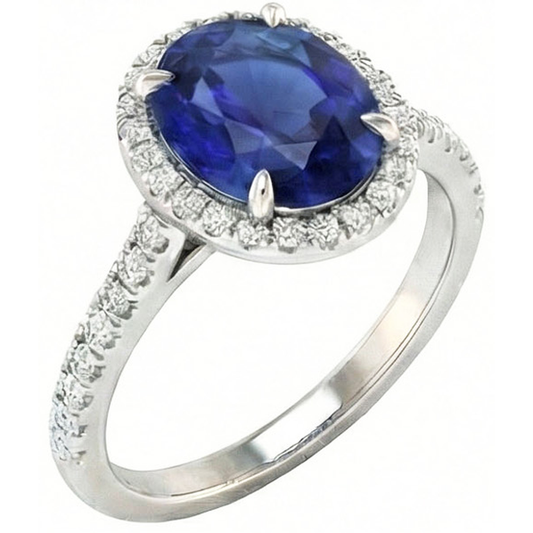 echter oval diamant 3.75Karat ring Vorderansicht