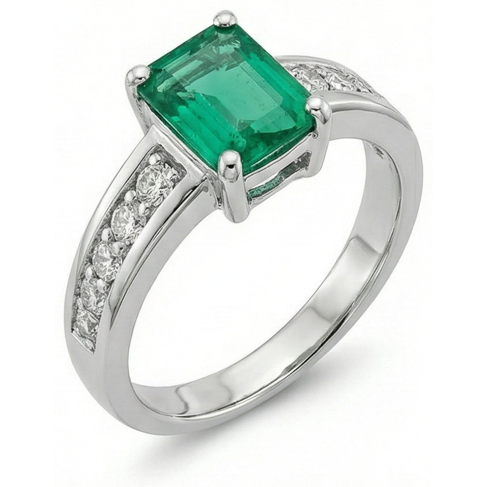 echter emerald smaragd 3.75Karat ring Seitenansicht