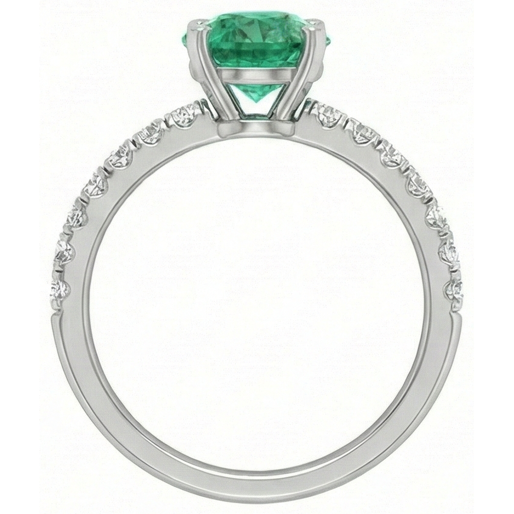 3.80 Karat Grüner Smaragd und Diamanten Ring Weißgold 14K
