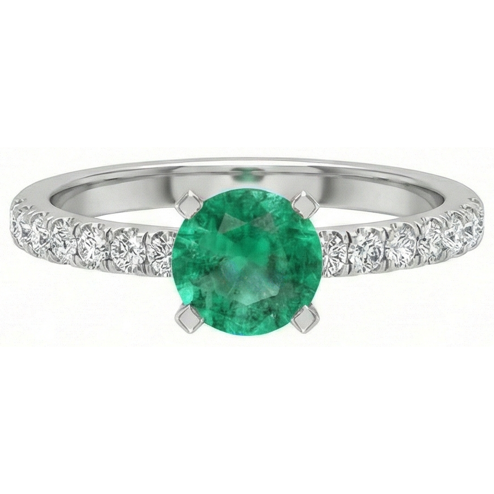 3.80 Karat Grüner Smaragd und Diamanten Ring Weißgold 14K