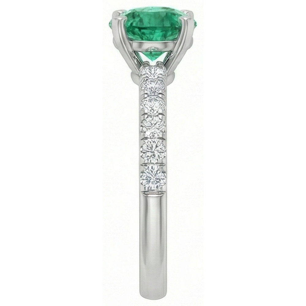 3.80 Karat Grüner Smaragd und Diamanten Ring Weißgold 14K