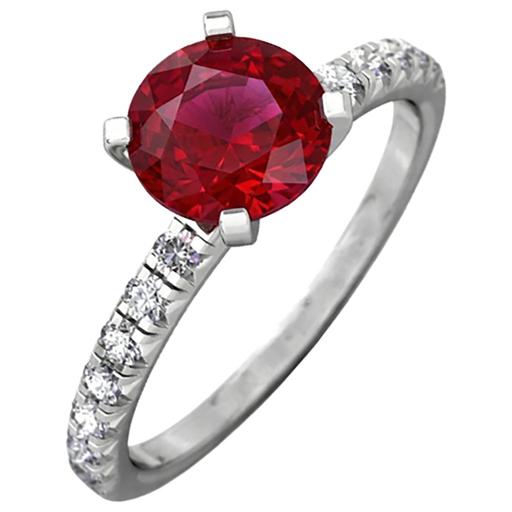 echter round rubin 3.90Karat ring Vorderansicht