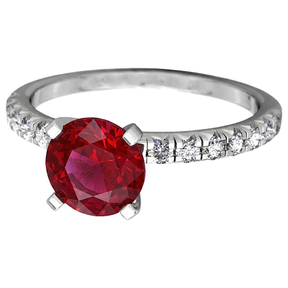 echter round rubin 3.90Karat ring Seitenansicht