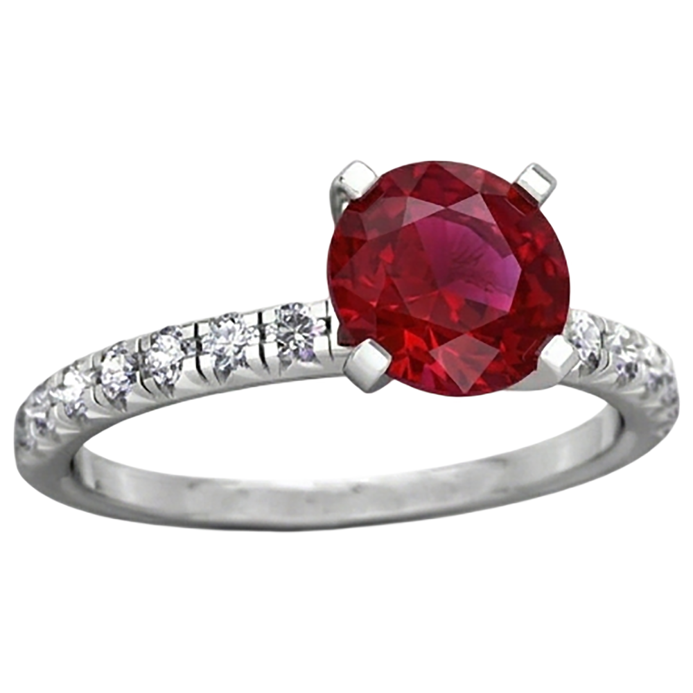 echter round rubin 3.90Karat ring Detailansicht