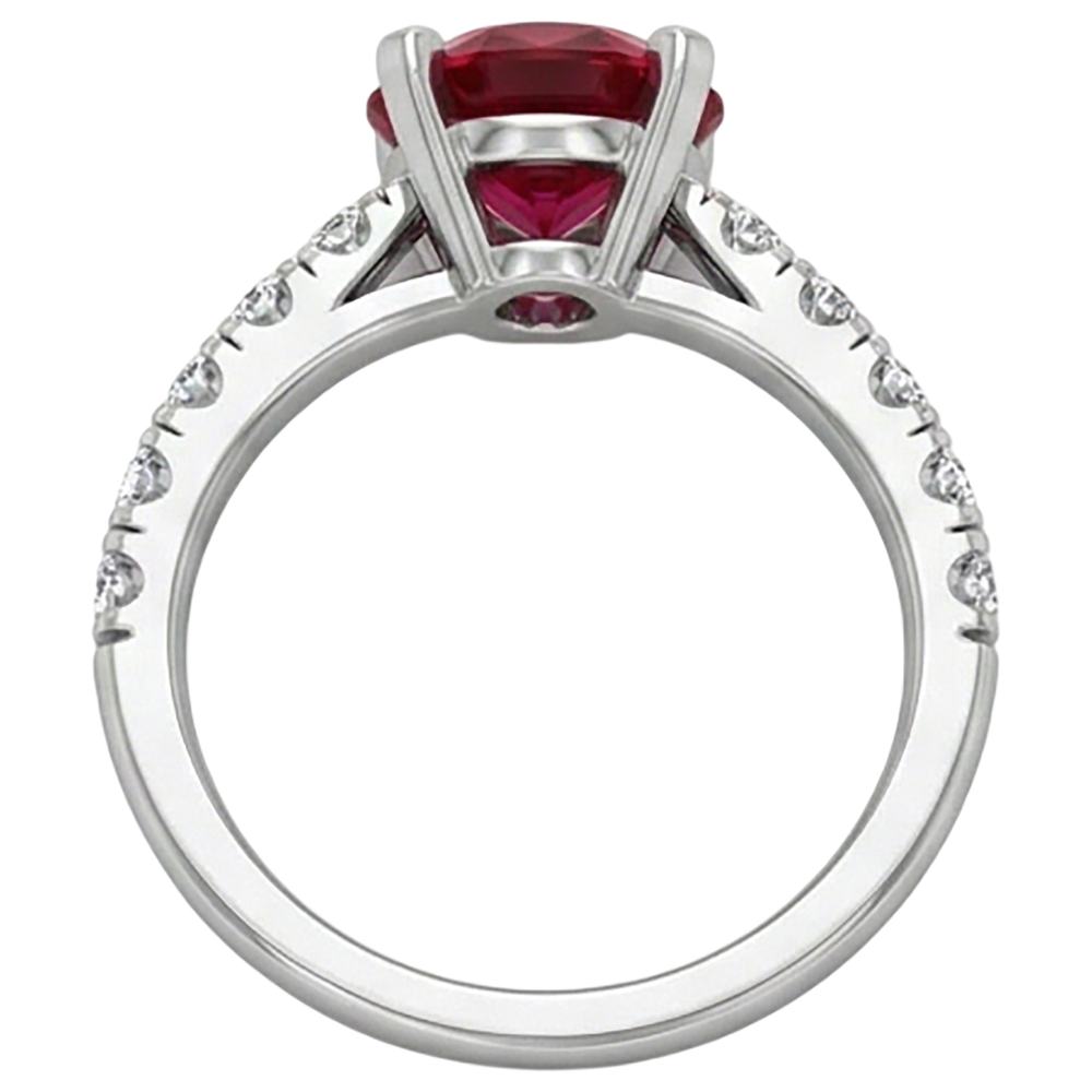 echter round rubin 3.90Karat ring Profilansicht