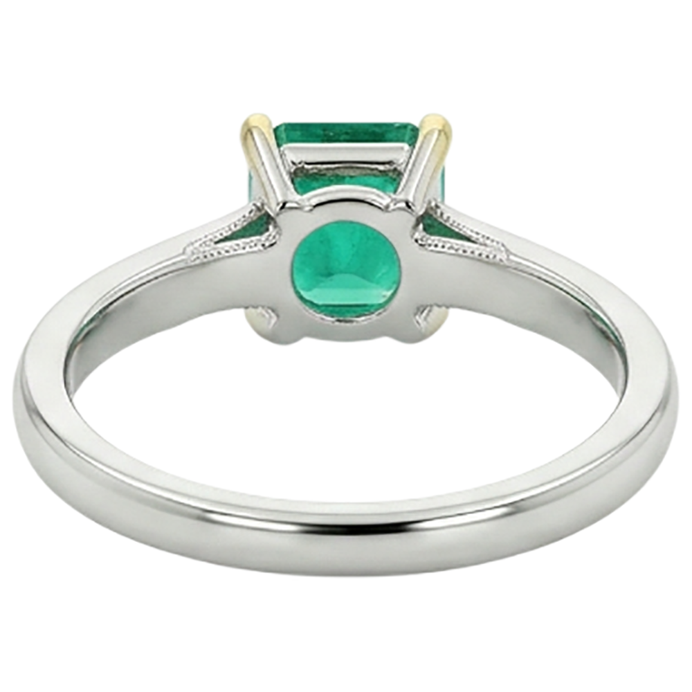 Farbstein-Ring Zweifarbiges 14K Gold mit Kolumbianischer Smaragd – Rückansicht
