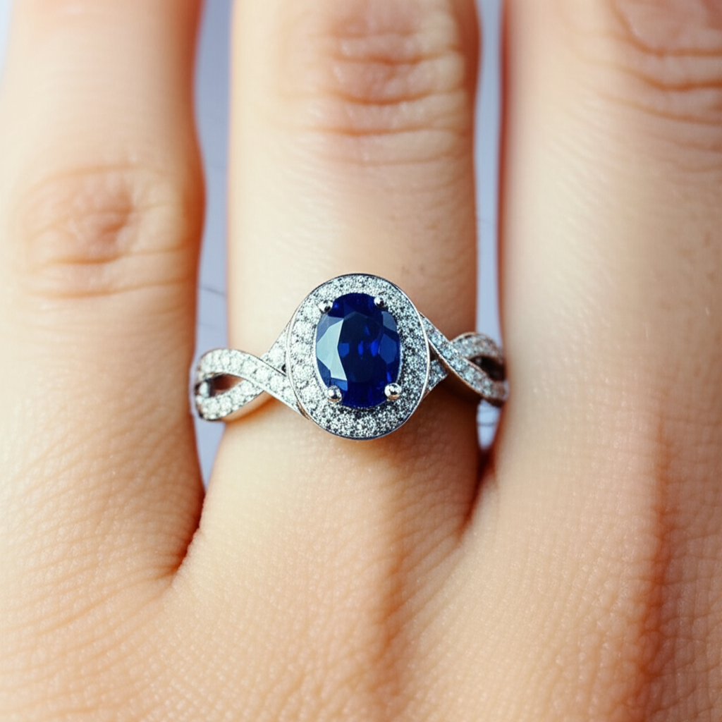 echter oval diamant 3Karat ring auf Weiß