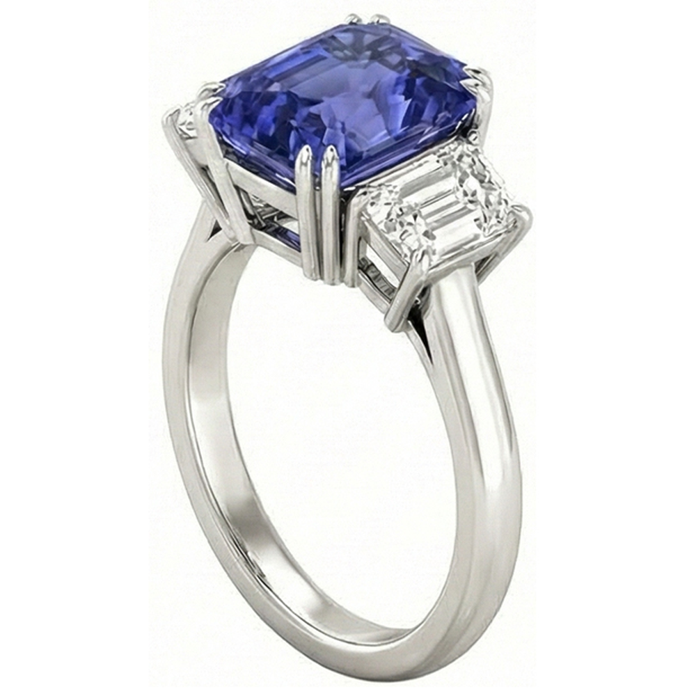 echter radiant diamant 3Karat ring Draufsicht