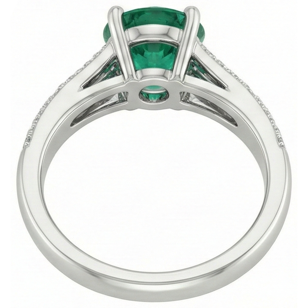 echter round smaragd 3Karat ring auf Weiß