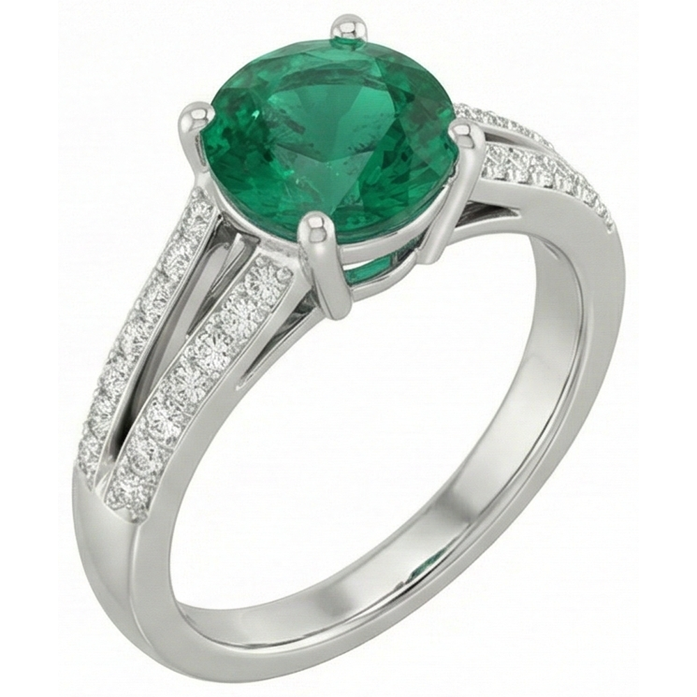 echter round smaragd 3Karat ring Detailansicht