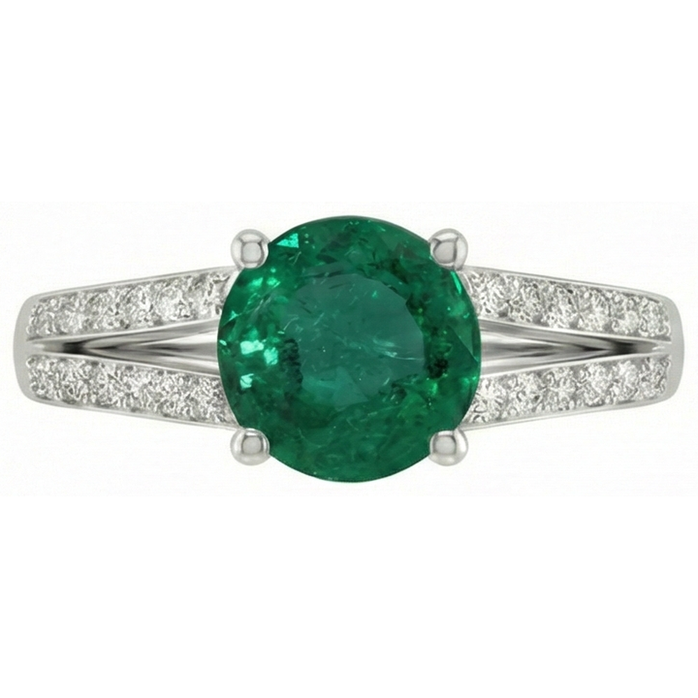 echter round smaragd 3Karat ring Seitenansicht
