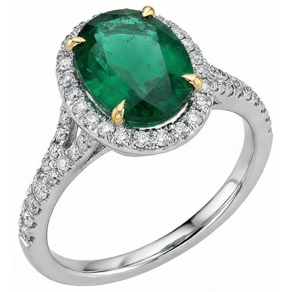 echter oval smaragd 3Karat ring Seitenansicht