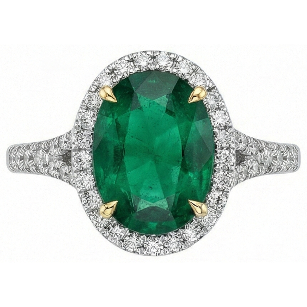 echter oval smaragd 3Karat ring Draufsicht