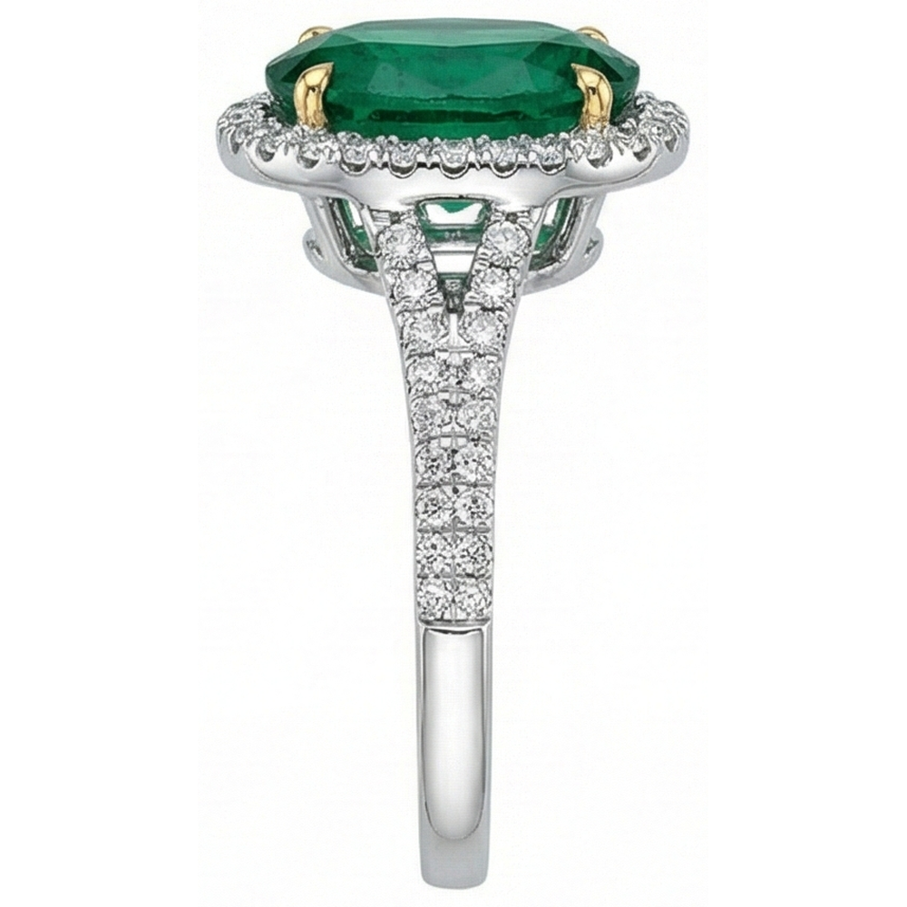 echter oval smaragd 3Karat ring auf Weiß