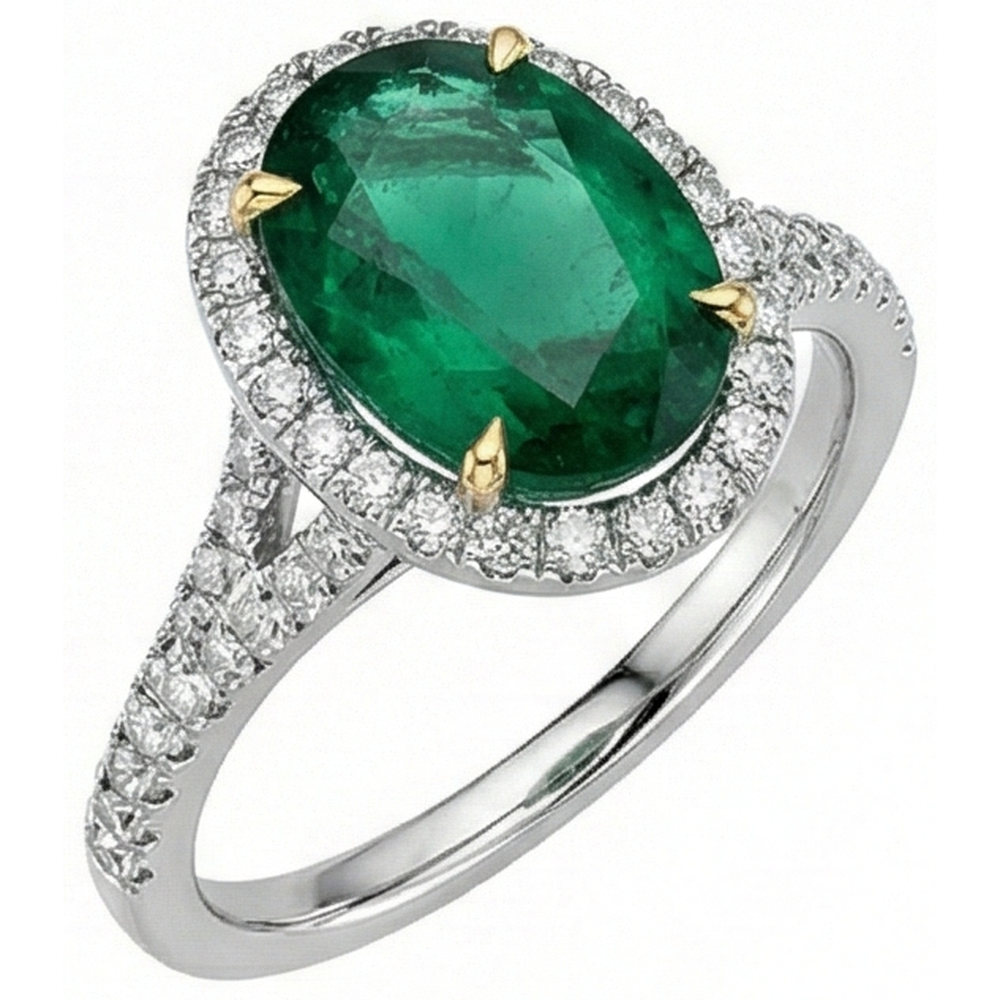 echter oval smaragd 3Karat ring Profilansicht