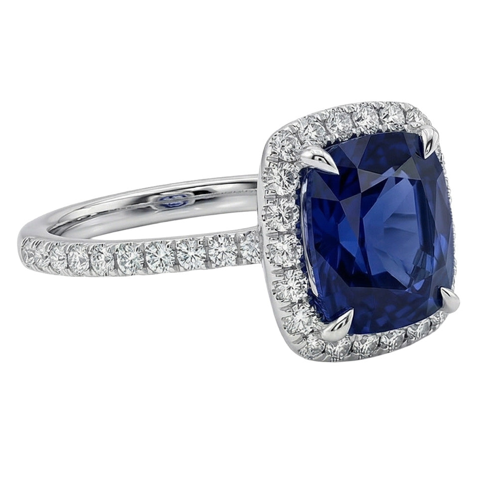 echter round saphir 3Karat ring Seitenansicht