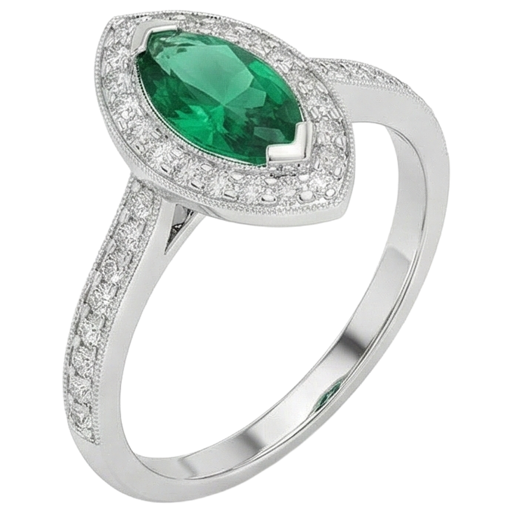 echter marquise smaragd 3Karat ring Seitenansicht