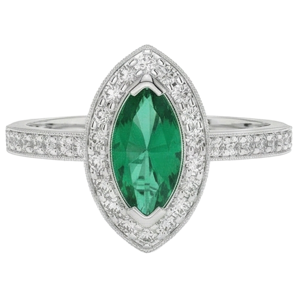 echter marquise smaragd 3Karat ring Detailansicht