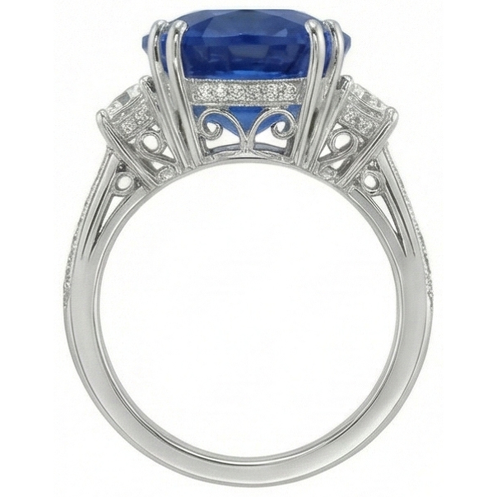 echter oval diamant 3Karat ring Profilansicht