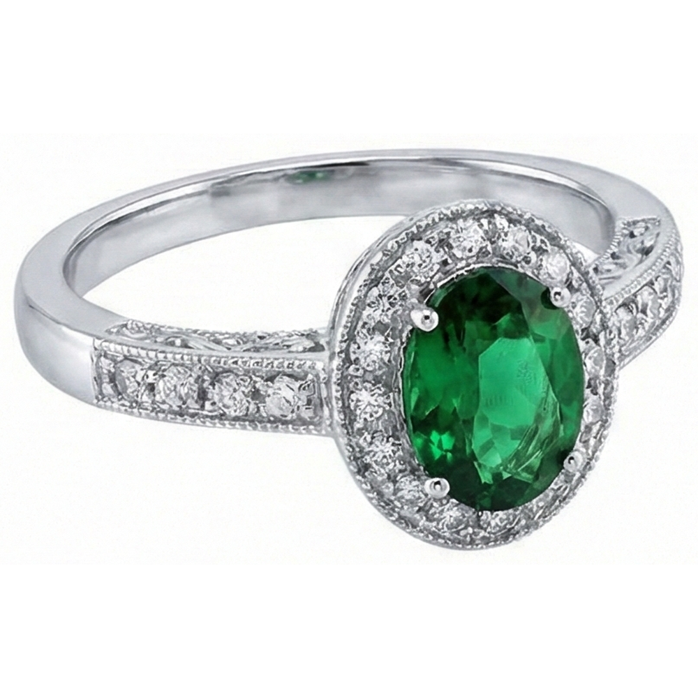 echter oval smaragd 3Karat ring Draufsicht