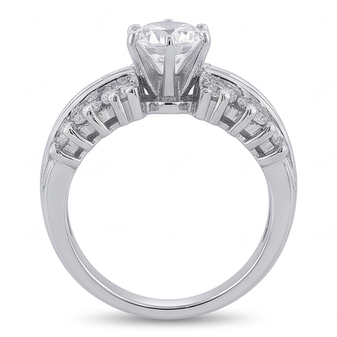 3 Karat Runder Natürliche Diamant-Jubiläumsring Im Antikstil Weißgold 14k