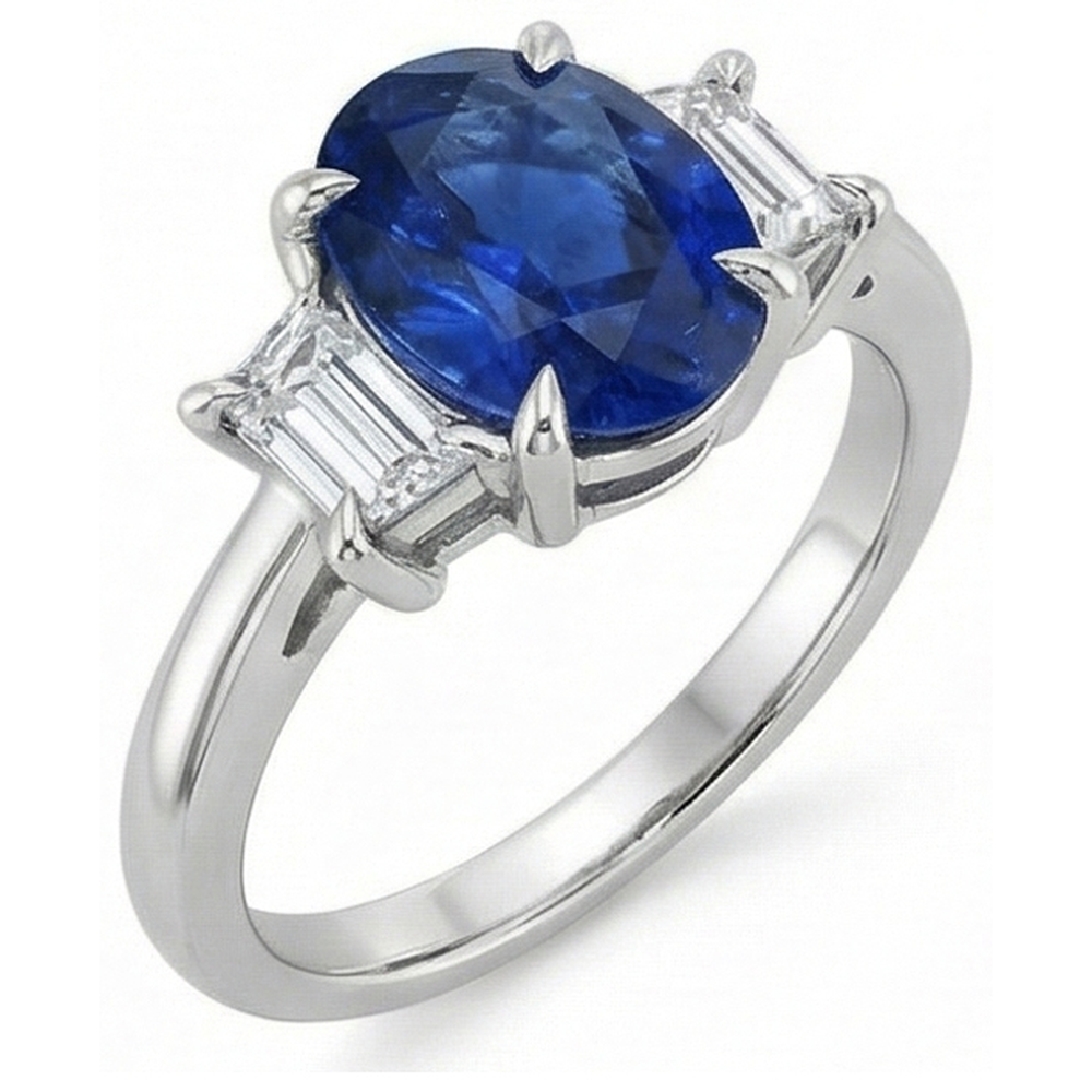 echter oval diamant 3Karat ring Seitenansicht