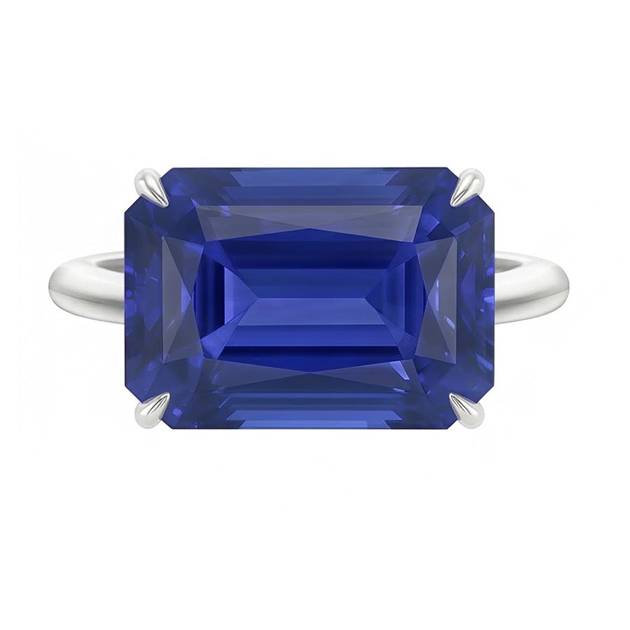 3 Karat Smaragd Solitaire Sri Lanka Saphir Ring Weißgold Schmuck