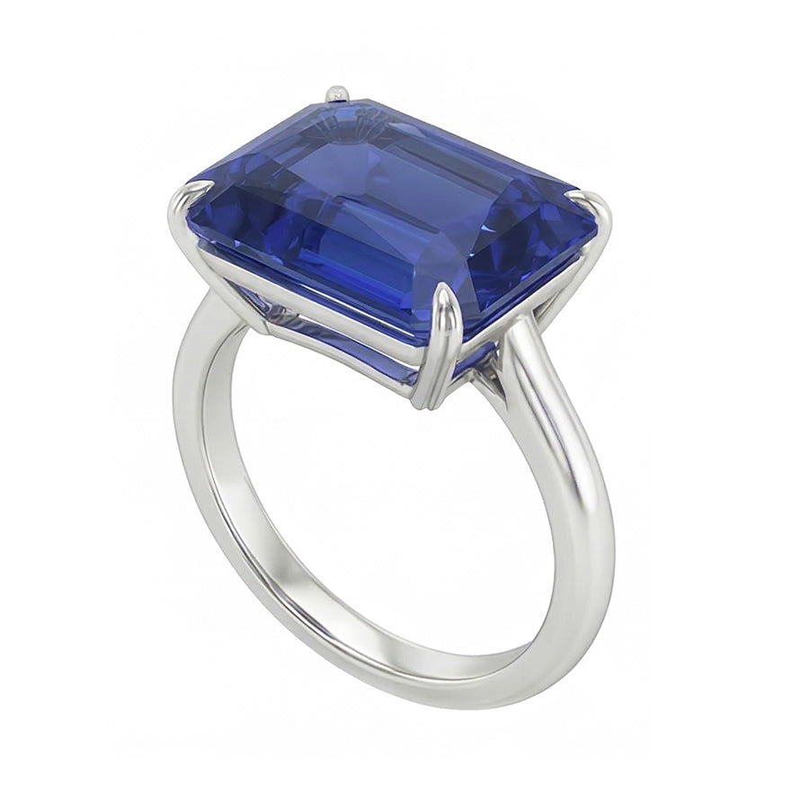3 Karat Smaragd Solitaire Sri Lanka Saphir Ring Weißgold Schmuck