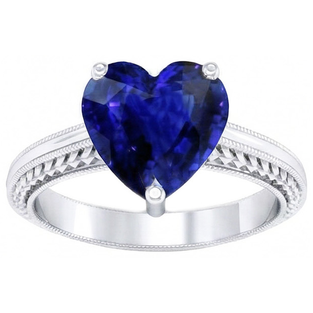 3 Karat Solitaire Ceylon Blauer Saphir Ring Antik-Stil Weißgold