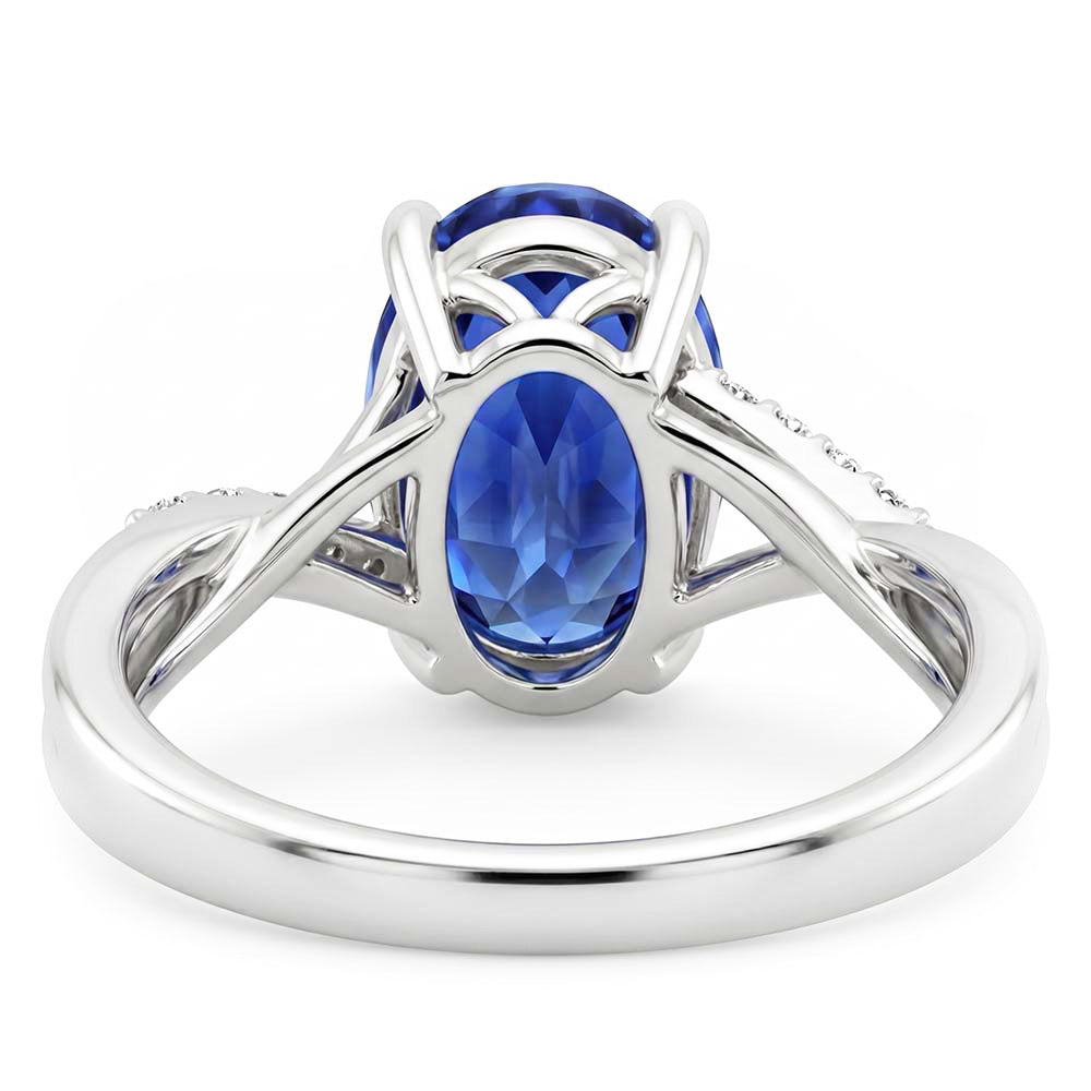 3 Karat Sri Lanka Blauer Saphir Diamant Ehering Weißgold 14K