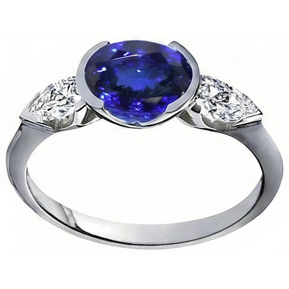 echter oval tansanit 14Karat ring Seitenansicht
