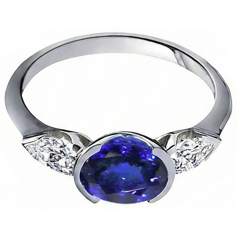 echter oval tansanit 14Karat ring Detailansicht