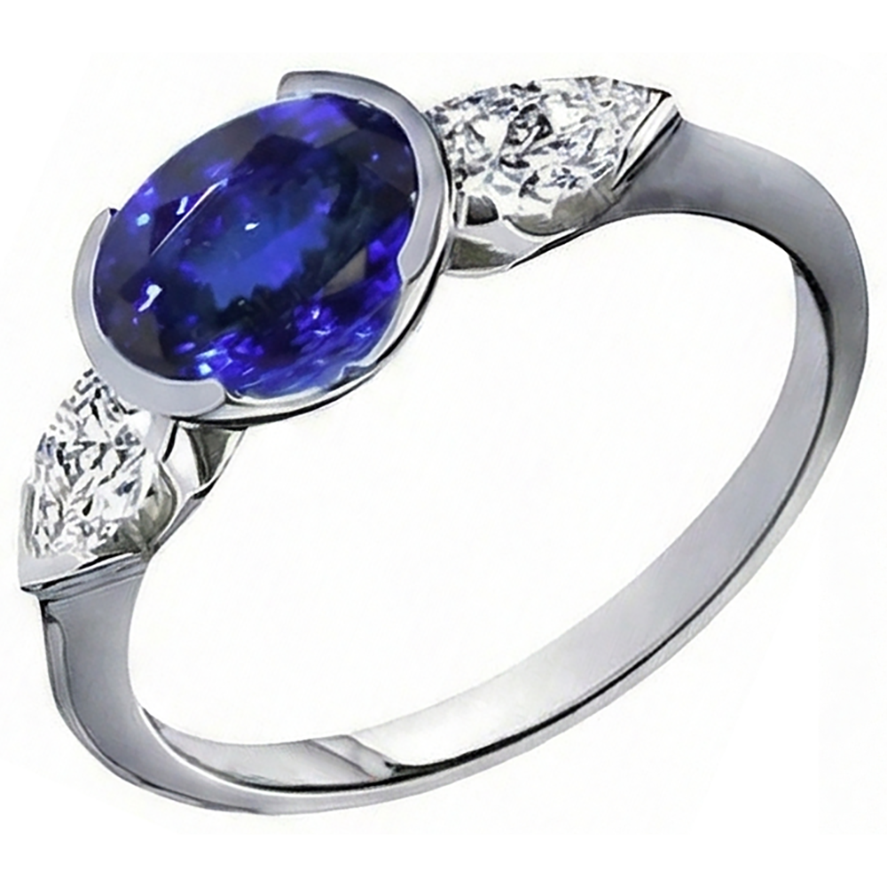echter oval tansanit 14Karat ring Draufsicht