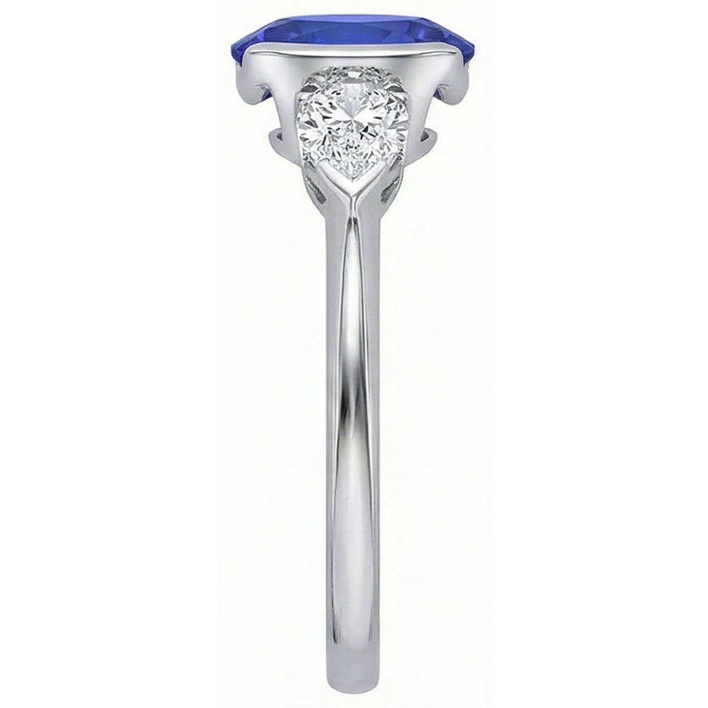 echter oval tansanit 14Karat ring Profilansicht