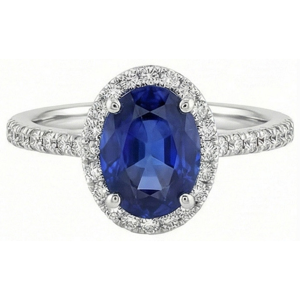 echter oval diamant 14Karat ring Draufsicht