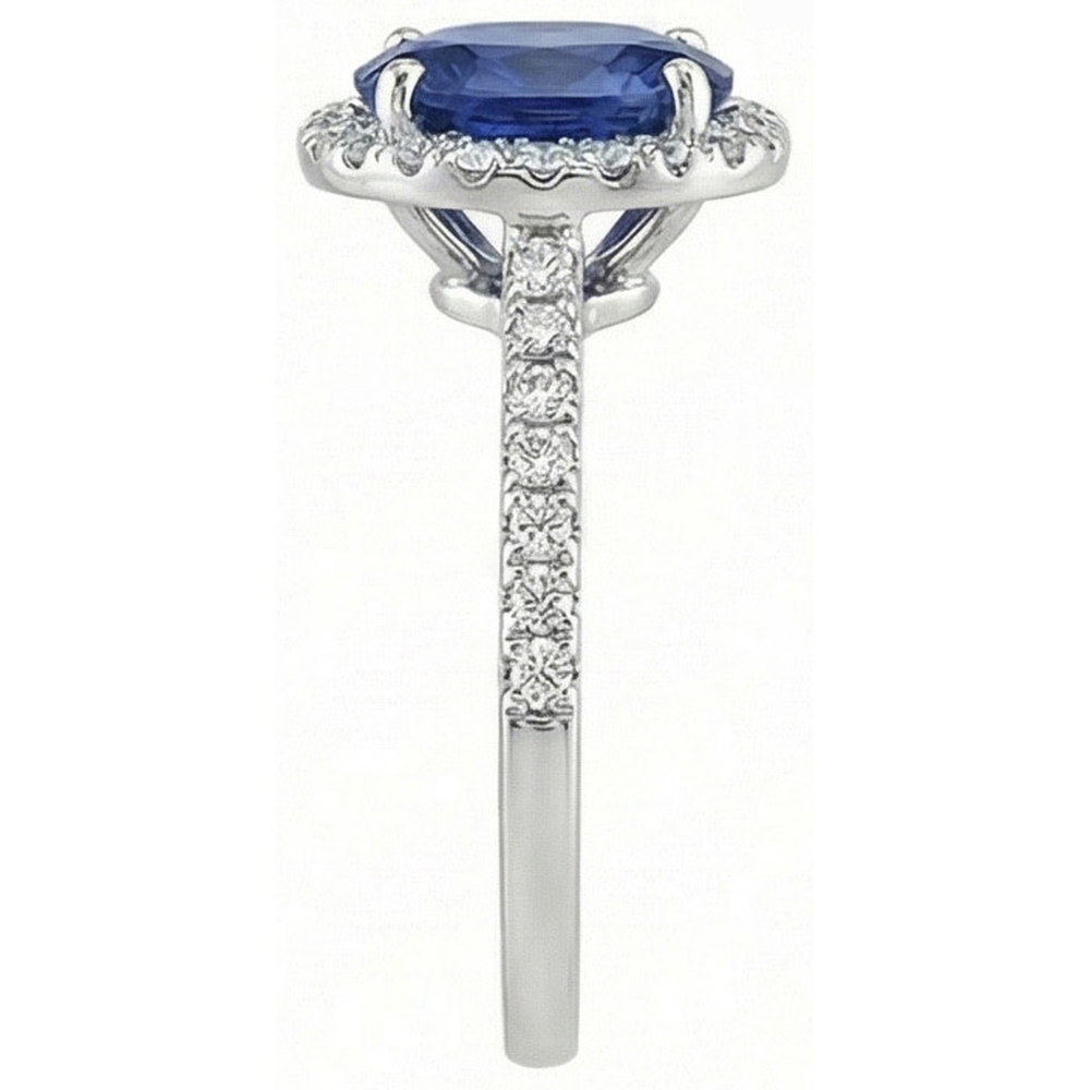 echter oval diamant 14Karat ring Profilansicht