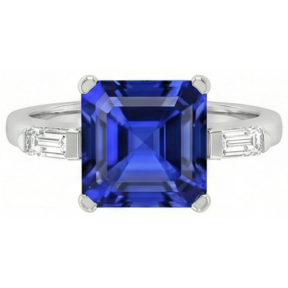 echter asscher diamant 4Karat ring Seitenansicht