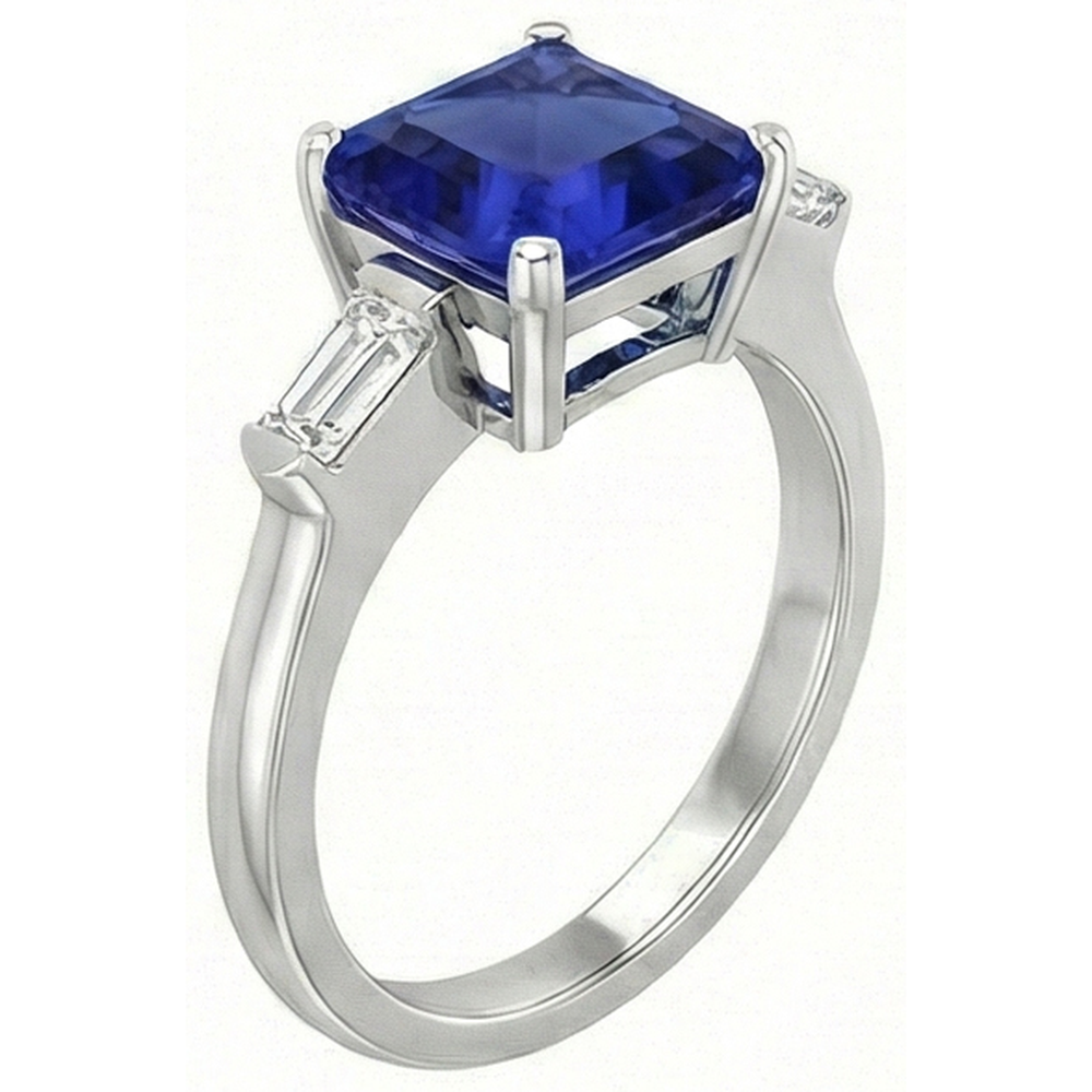 echter asscher diamant 4Karat ring Detailansicht
