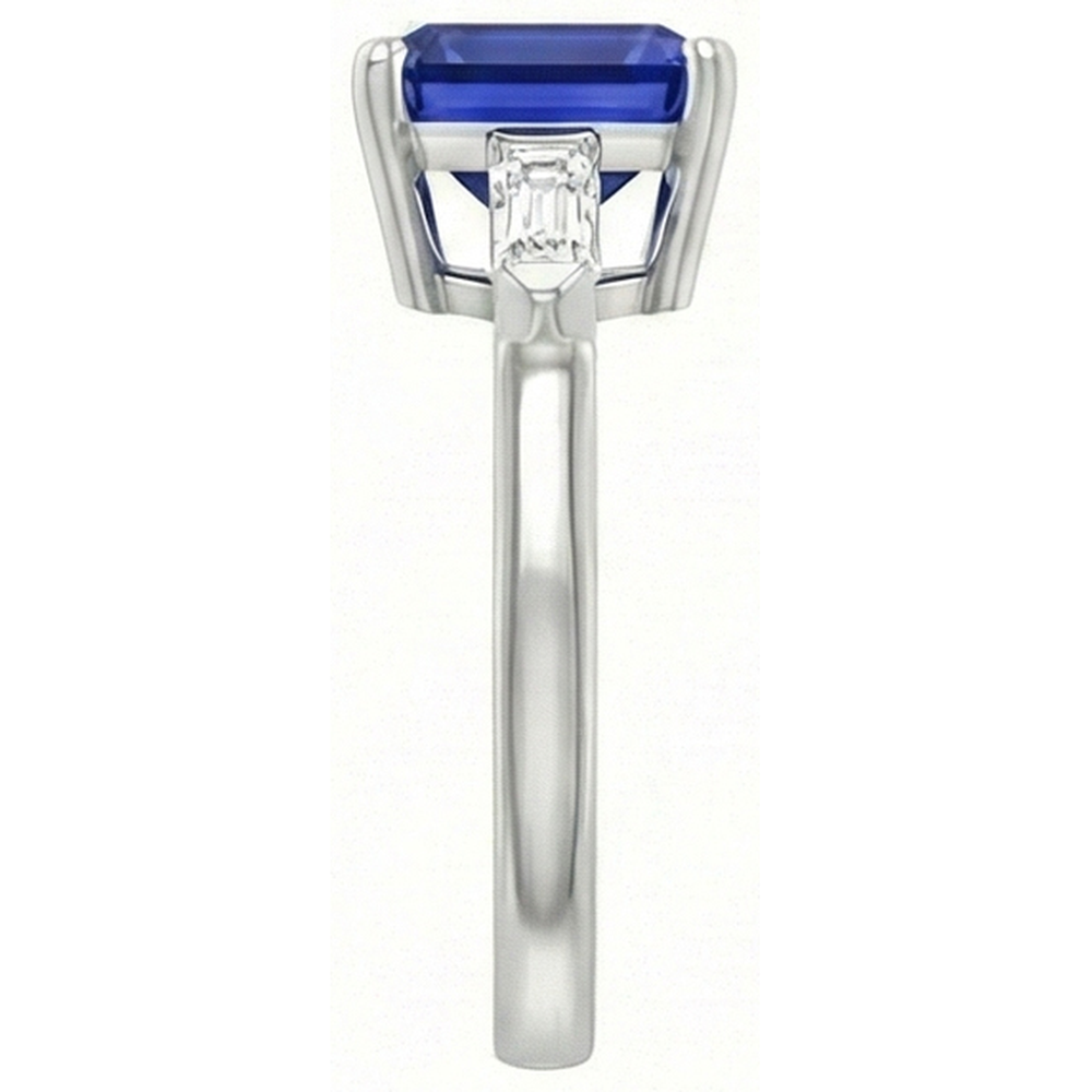 echter asscher diamant 4Karat ring Profilansicht