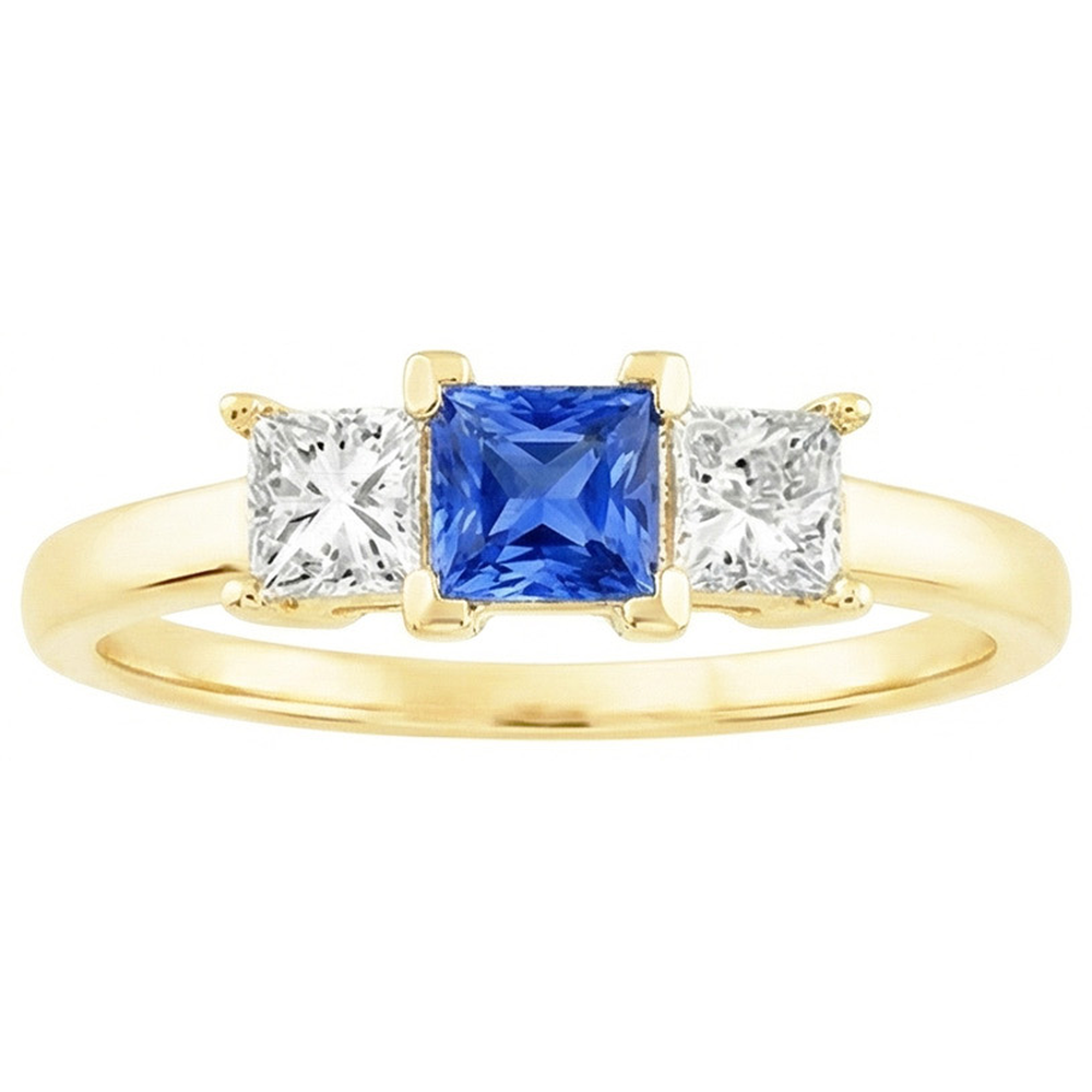 3 Stein Diamant Jubiläums Edelstein Ring 2 Karat Gelbgold 14K