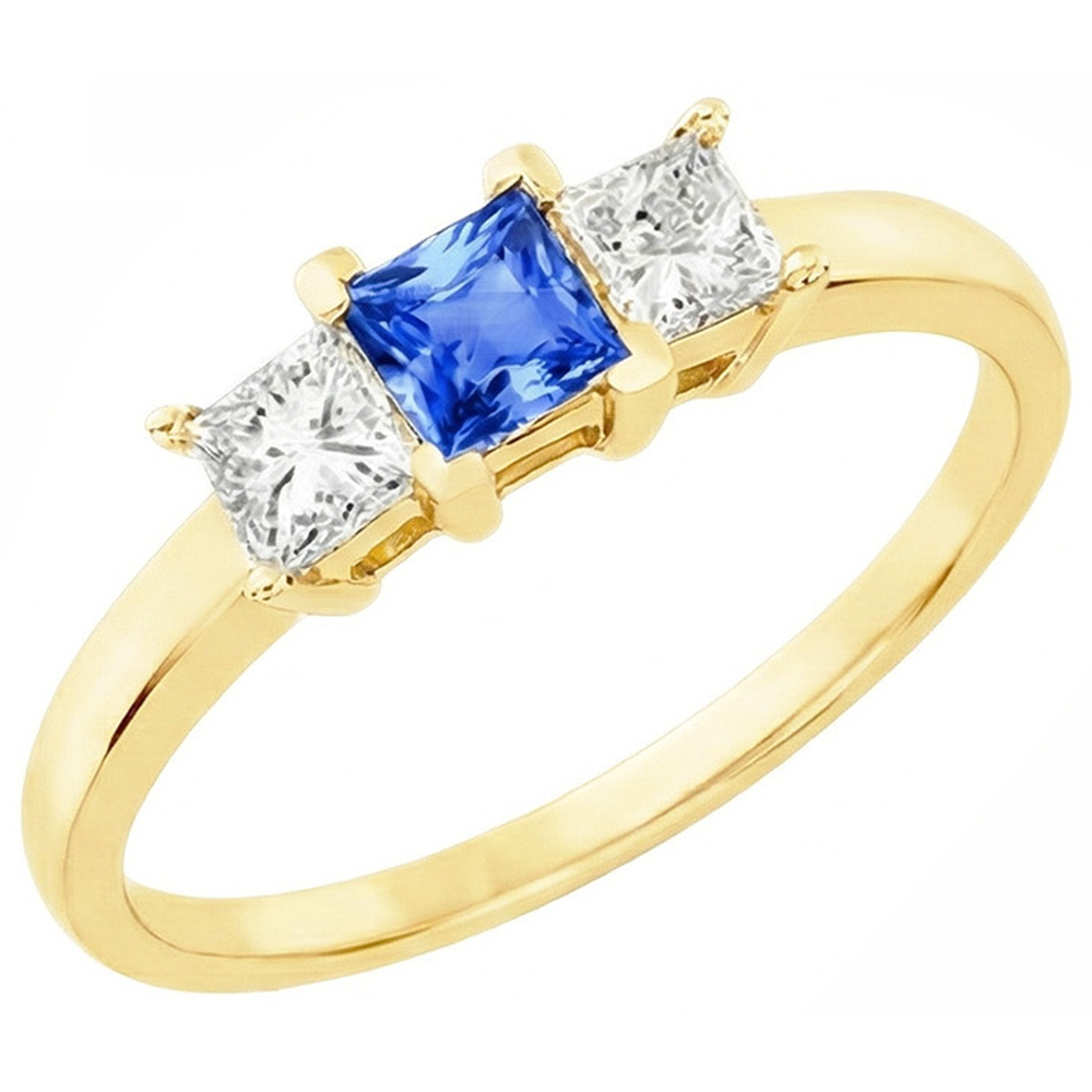 3 Stein Diamant Jubiläums Edelstein Ring 2 Karat Gelbgold 14K