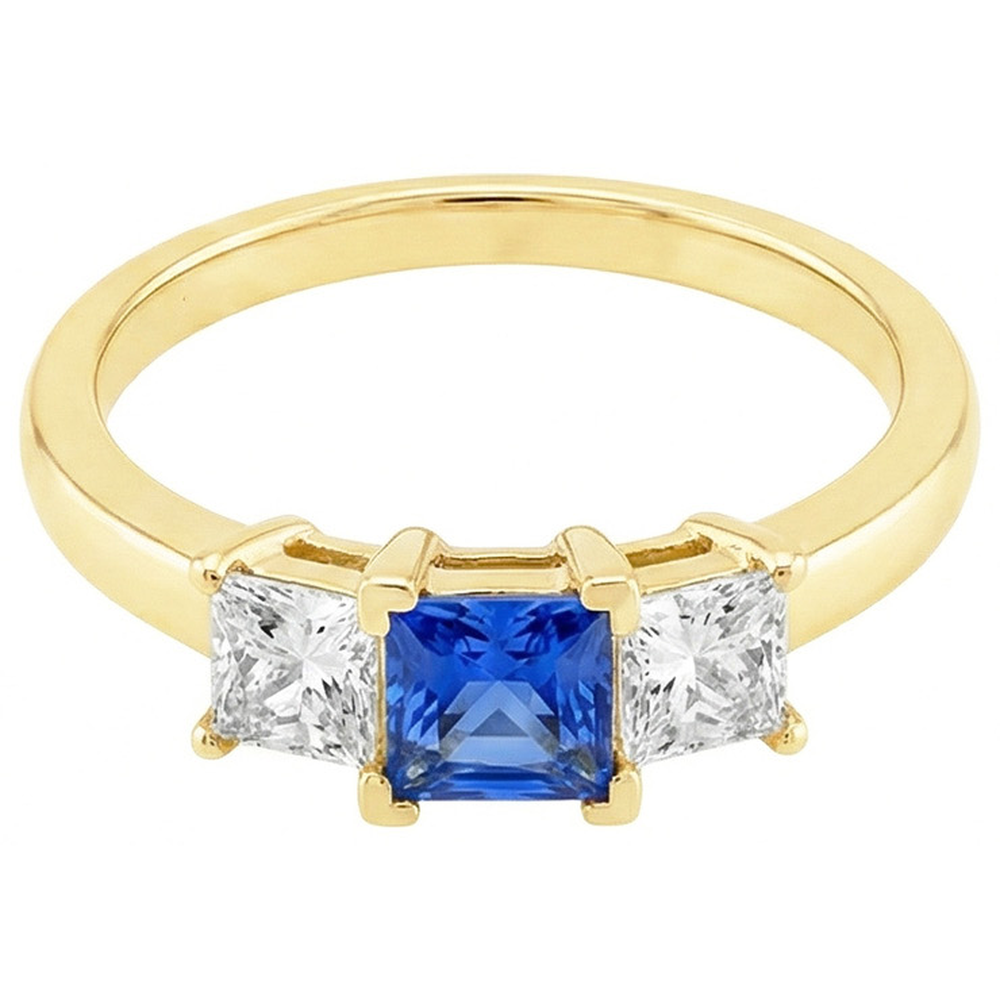 3 Stein Diamant Jubiläums Edelstein Ring 2 Karat Gelbgold 14K