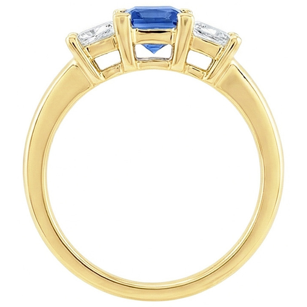 3 Stein Diamant Jubiläums Edelstein Ring 2 Karat Gelbgold 14K